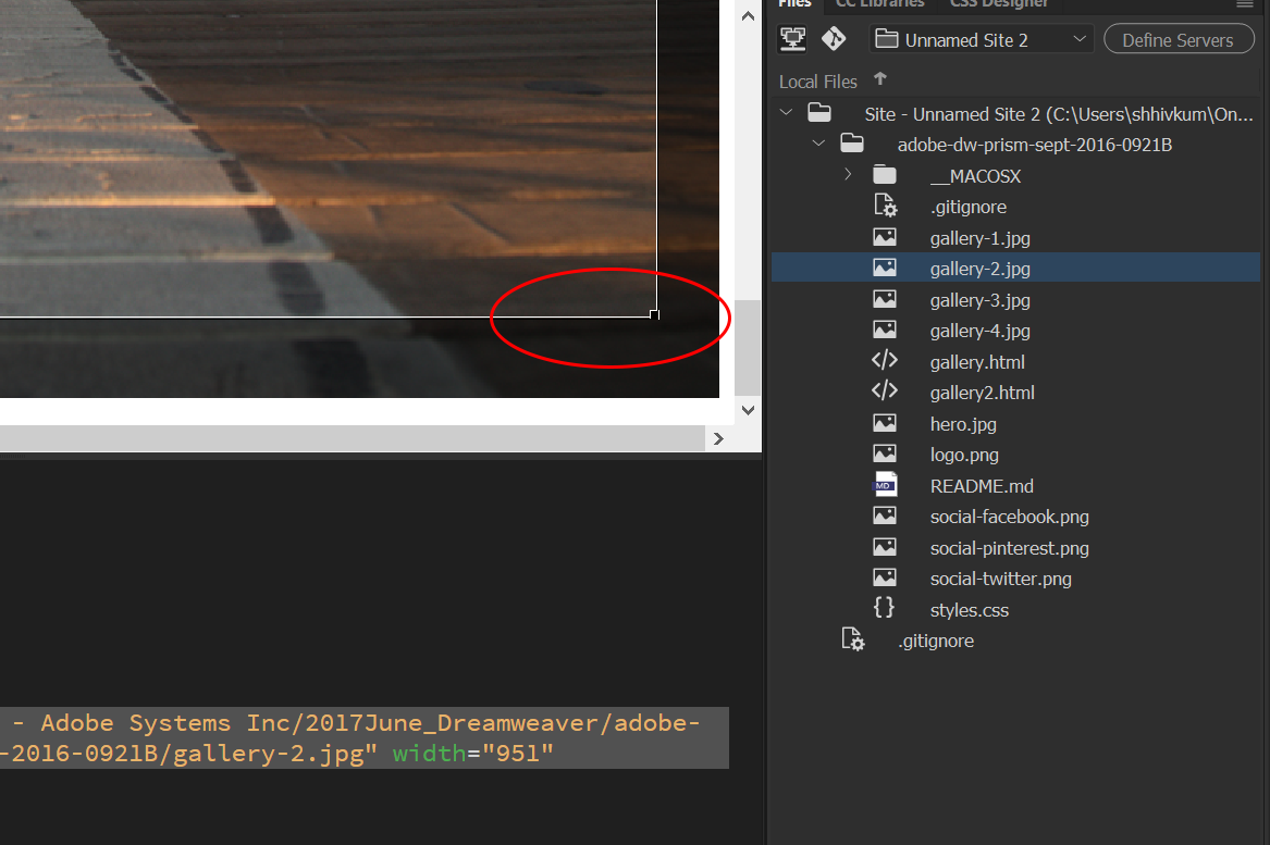 اقتطاع الصور في Dreamweaver