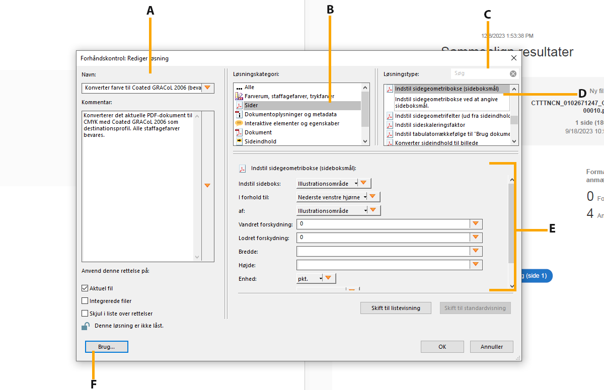 Grænsefladen Rediger løsning vises