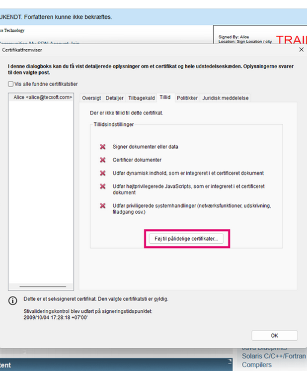Et selvsigneret certifikat.