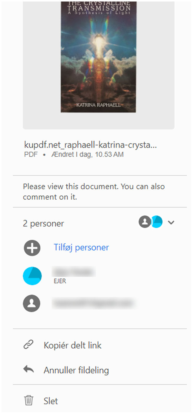 Handlinger på filer, der er delt til visning