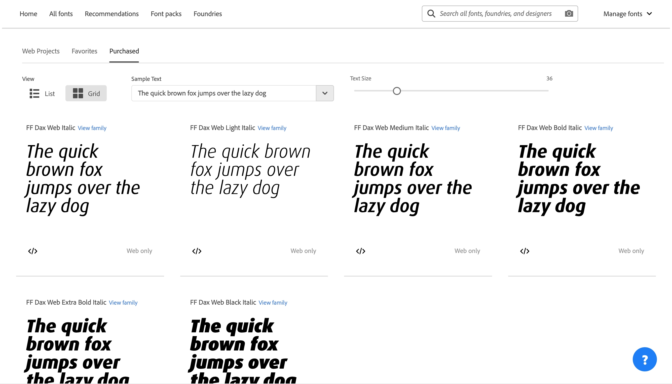 den købte skrifttype er angivet
