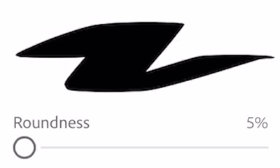 Rundhed styrer formen på penselspidsen.