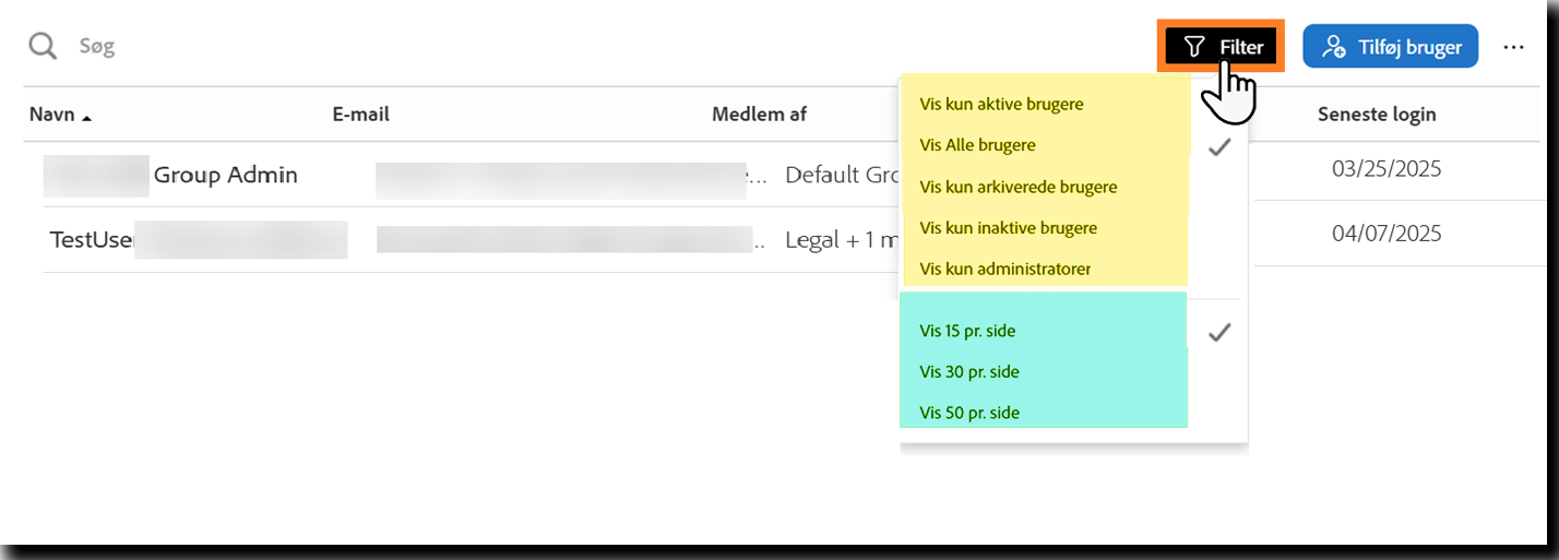 Siden Brugere med fremhævet søgefelt