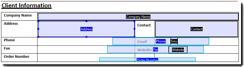Felter med matchende bredde