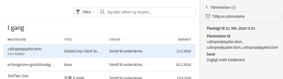 Eksisterende påmindelse