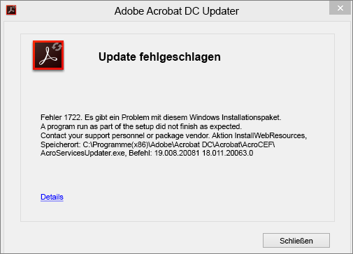 Hilfe > In Acrobat aktualisieren