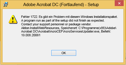Acrobat_DC_Web_WWMUI.exe-Datei, die von der Support-Seite heruntergeladen wurde.