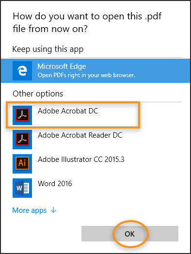 Wählen Sie Adobe Acrobat