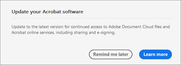 Acrobat auf die neueste Version aktualisieren