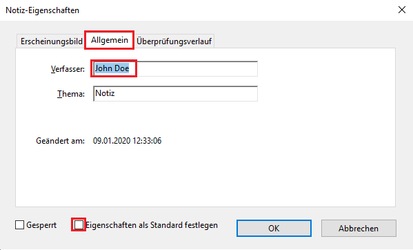 Ändern des Autorennamens