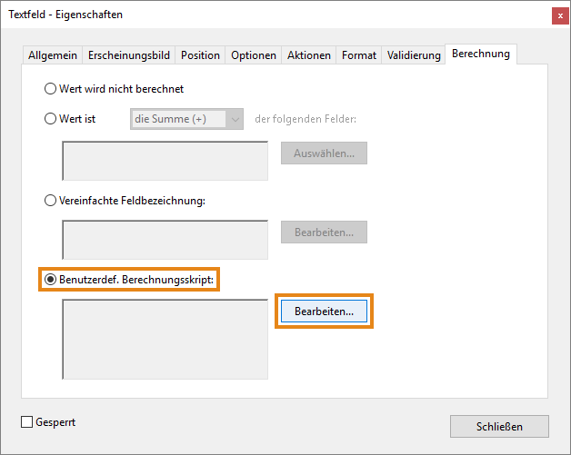 Benutzerdefiniertes Berechnungsskript 