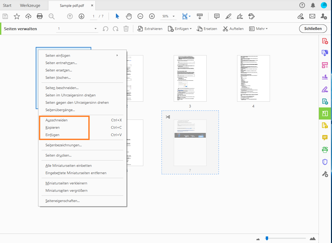 Klicke mit der rechten Maustaste und kopiere die Seite