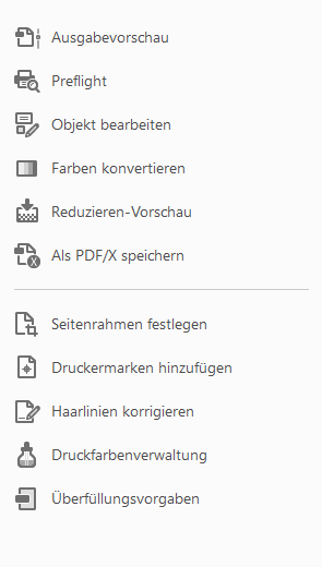 Werkzeuge für die Druckproduktion in Acrobat