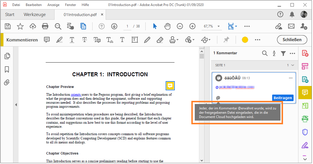 @Erwähnungen verwenden, um eine Überprüfung zu starten
