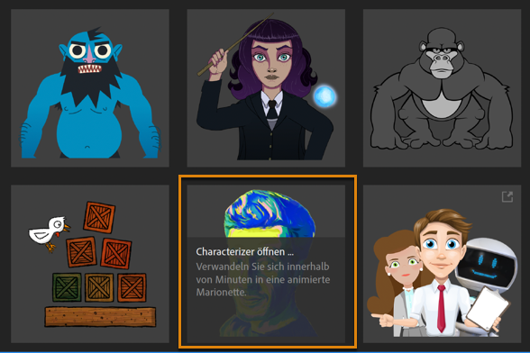 Characterizer im Anfangsbereich „Start“