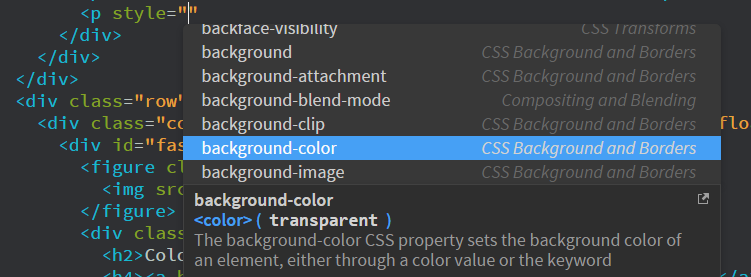 Dynamische Codehinweise für „style“