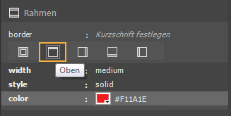 Rahmenfarbe oben festlegen
