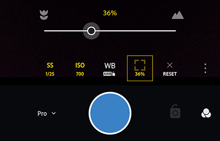 Anpassen des Fokusabstands im Pro-Modus in Adobe Photoshop Lightroom CC für Mobilgeräte auf Android
