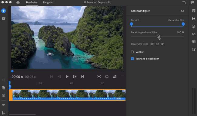 Clips beschleunigen oder verlangsamen
