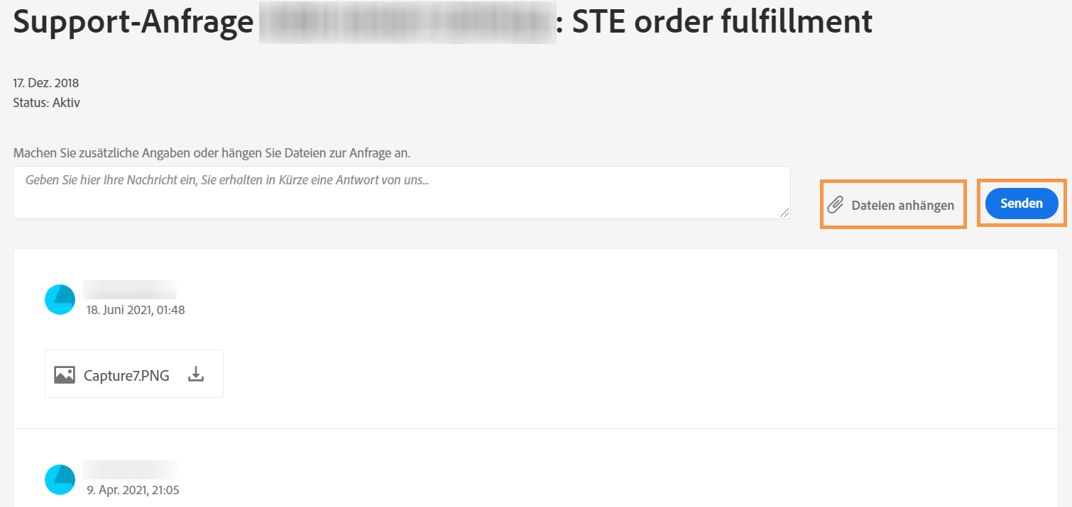 Rechnung für Support anhängen