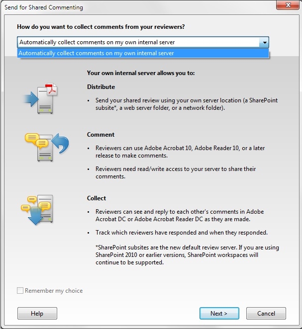 Yorumları dahili sunucuda topla seçeneği