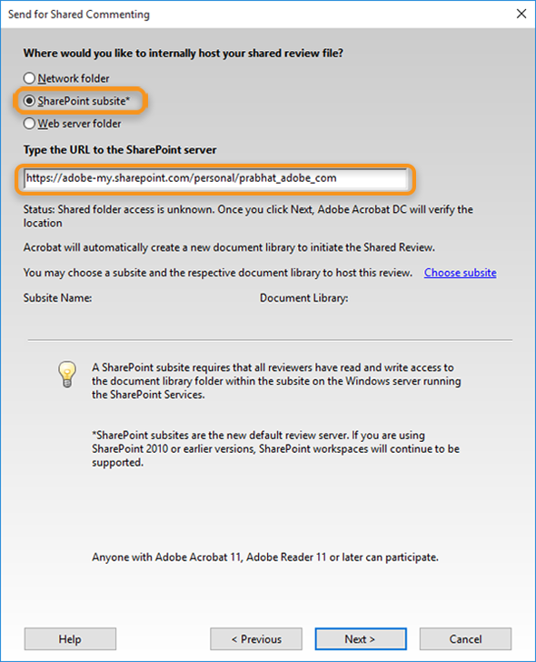 SharePoint alt sitesi ve URL'si
