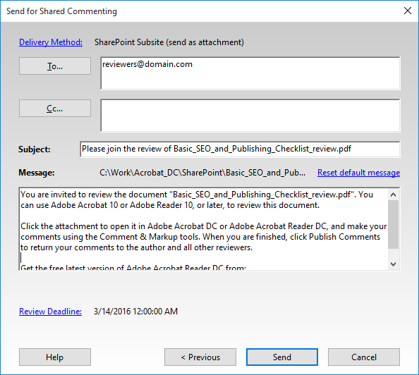 İnceleyenleri ekleme ve gönderme
