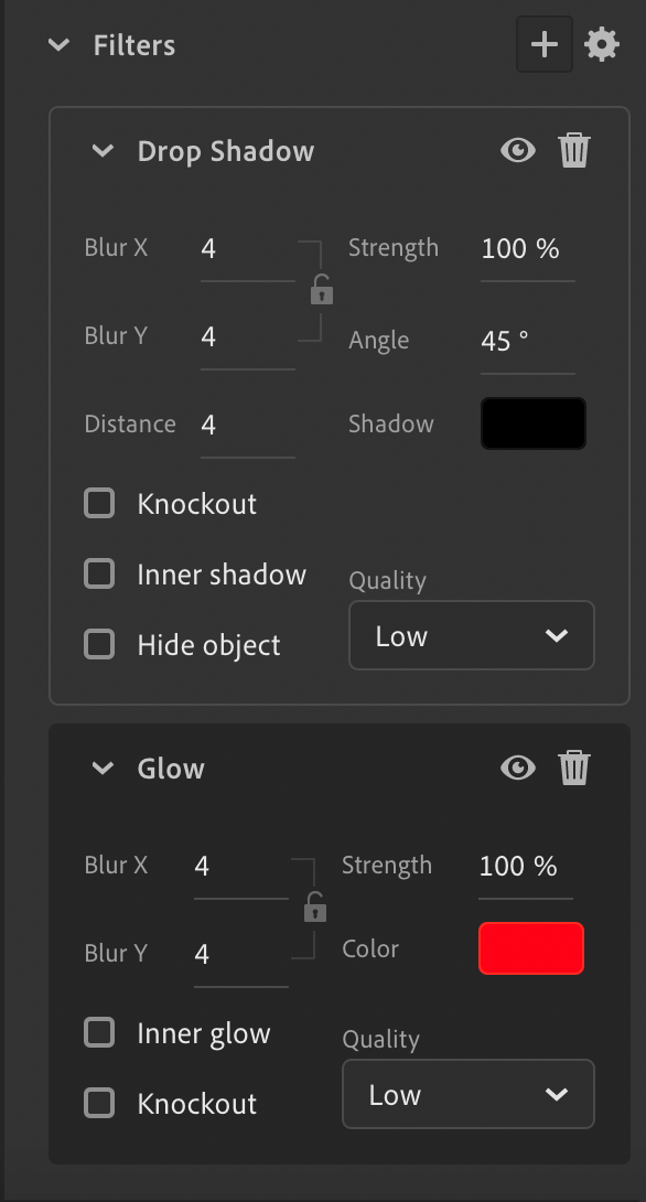 Modernized filter settings