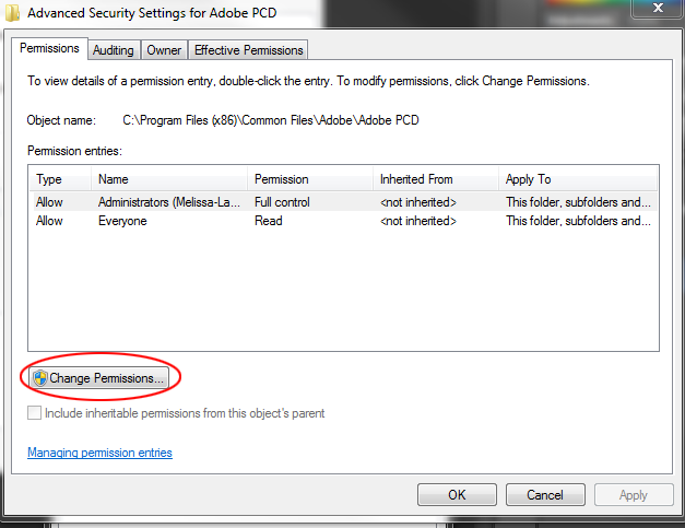 Click Change Permissions