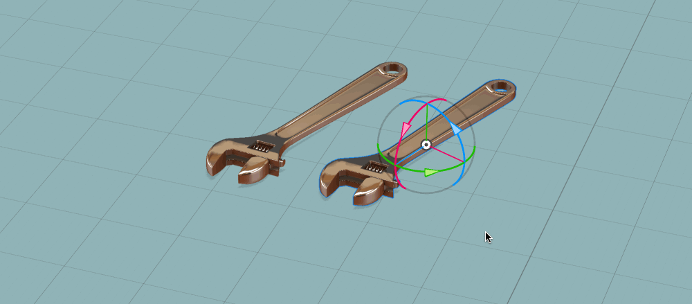 The rotate tool also allows free rotation around all axes.