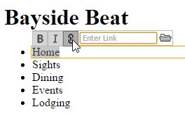 Creating a link in Edit mode