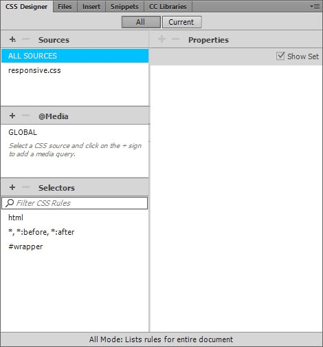 The CSS Designer lets you build and control your styles in one location.