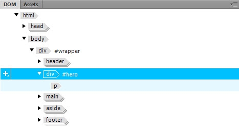 In the DOM panel, the <div> is expanded so the image will be nested.
