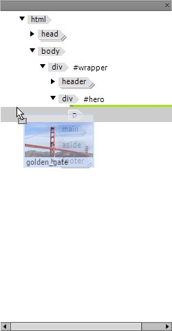 Dragging an image to the correct location in the floating DOM panel