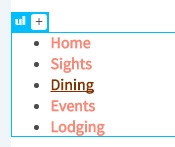An unordered list is selected