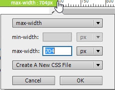 A pop-up panel offers a quick way to create a media query