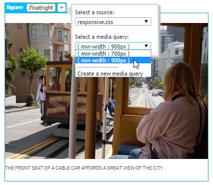 Specify the media query where the class should be added.