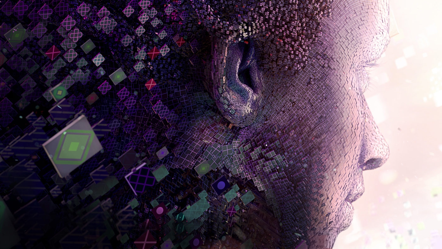 Artwork of a statue's face in profile