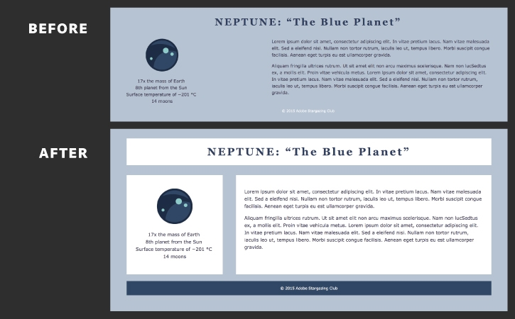 CSS styling fine-tunes the appearance of a layout