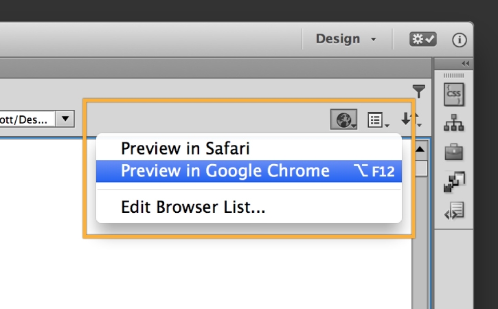Click Preview in Browser and choose preferred browser to test hyperlinks and view images.