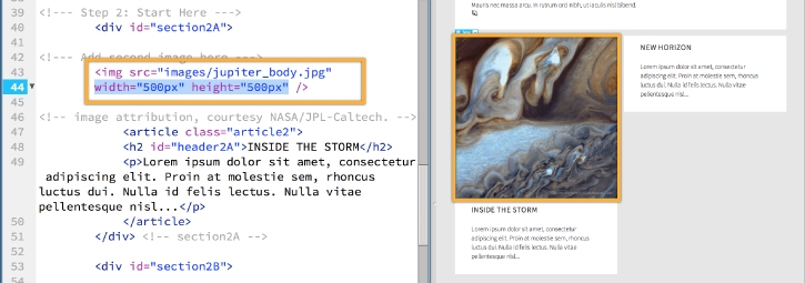 HTML image source tag with added dimension specifications