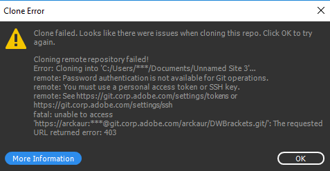 Cloning error when using https with enterprise remote Git repository