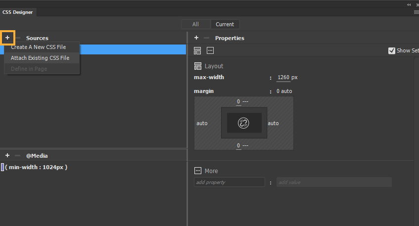 Attach existing CSS file