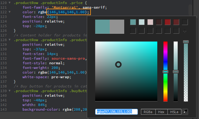 Accessing the color picker in a CSS file