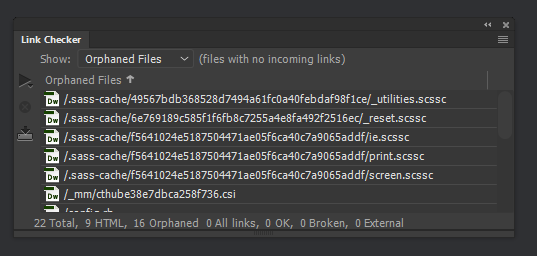 Viewing orphaned files - files with no incoming links