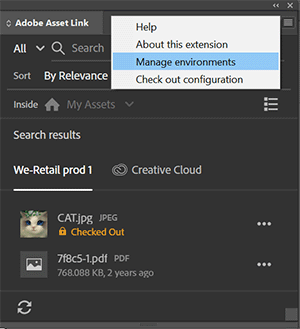 Manage environments menu option