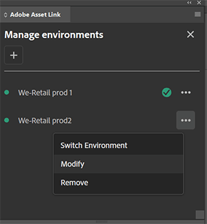 Modify environment menu option