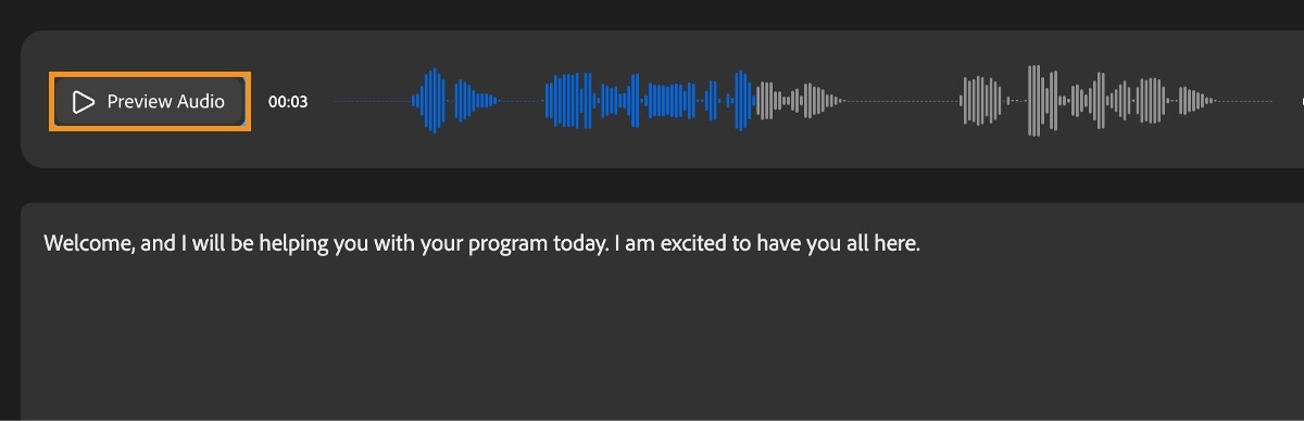 Önizlemede senaryoya göre oluşturulan sesin dalga formları görüntülenir.