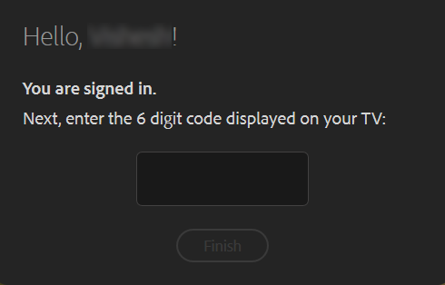 Enter the 6-digit code in your browser