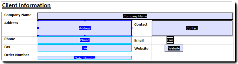 Fields Aligned to the left